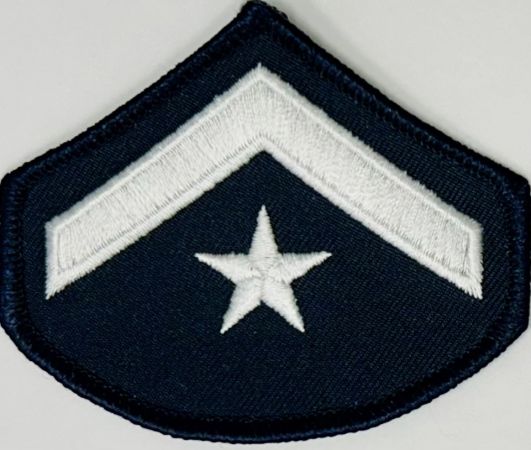 MASTER OFFICER (PRIVATE with STAR BELOW) CHEVRON - WHITE on MIDNIGHT NAVY - SOLD in PAIRS.